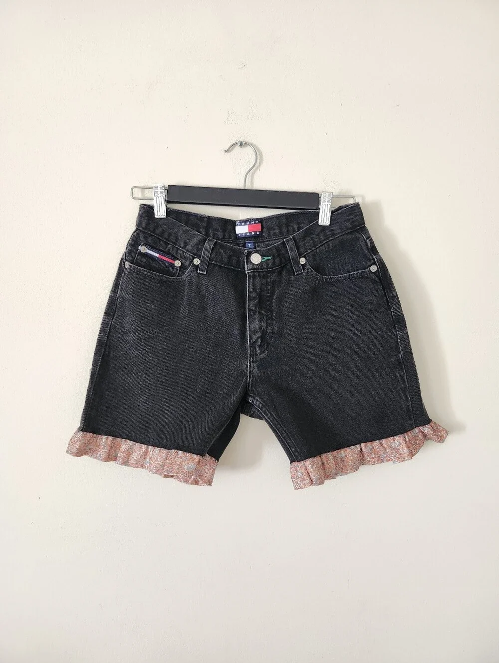 Re Worked Denim Ruffle Shorts - Picture 2 of 7